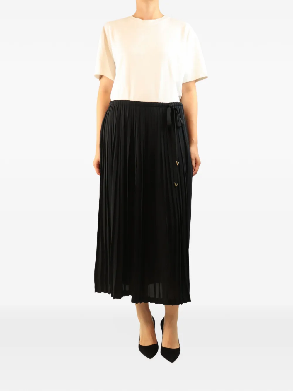 Valentino Garavani Pre-Owned pleated silk midi skirt - Schwarz
