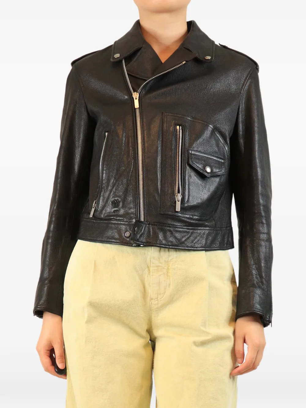 Christian Dior Pre-Owned leather biker jacket - Schwarz