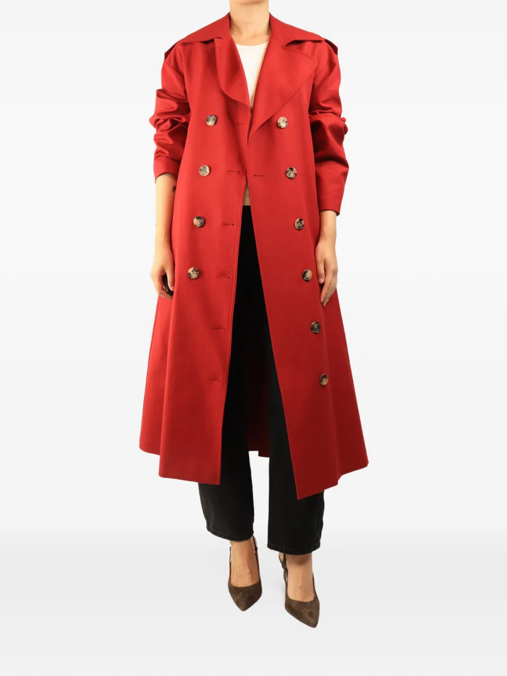 KHAITE Pre-Owned double-breasted belted trench coat - Rot