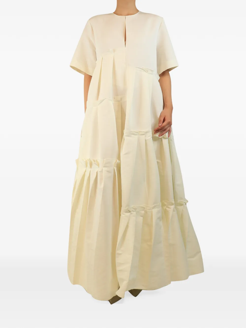 Maison Rabih Kayrouz tiered ruffle maxi gown dress - Nude