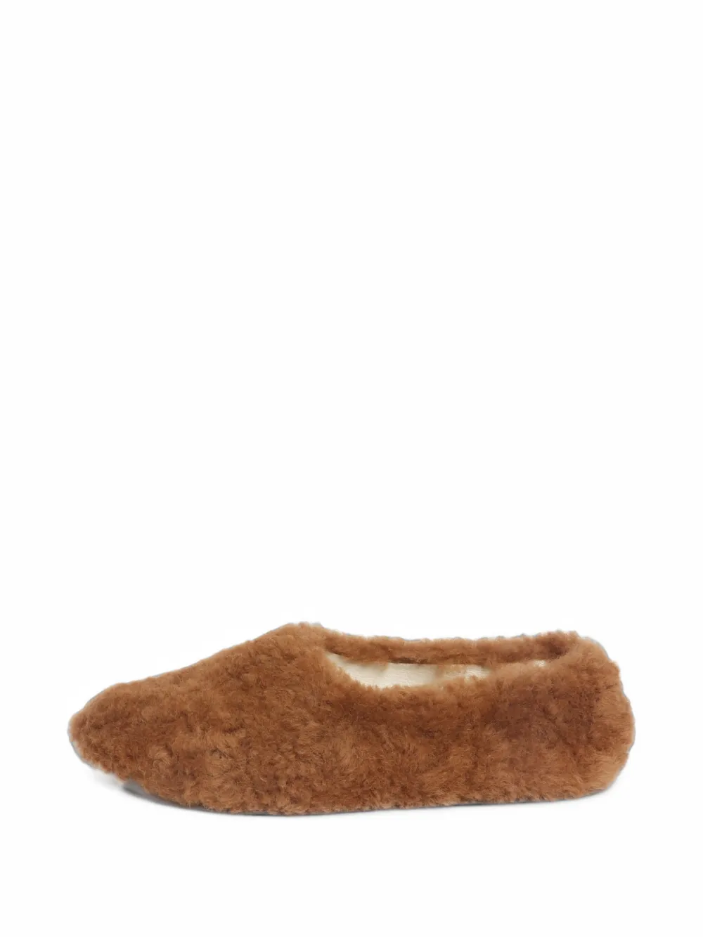 Pre-owned Celine 2018 Shearling Ballet Flats In Brown