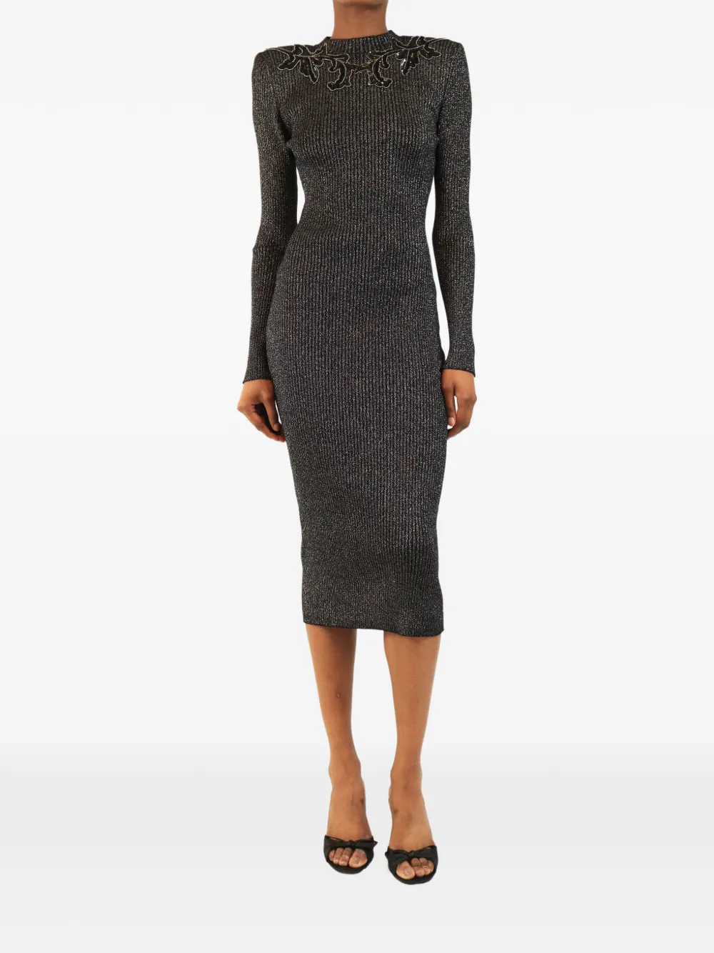 Christopher Kane embellished lurex-knit midi dress - Schwarz