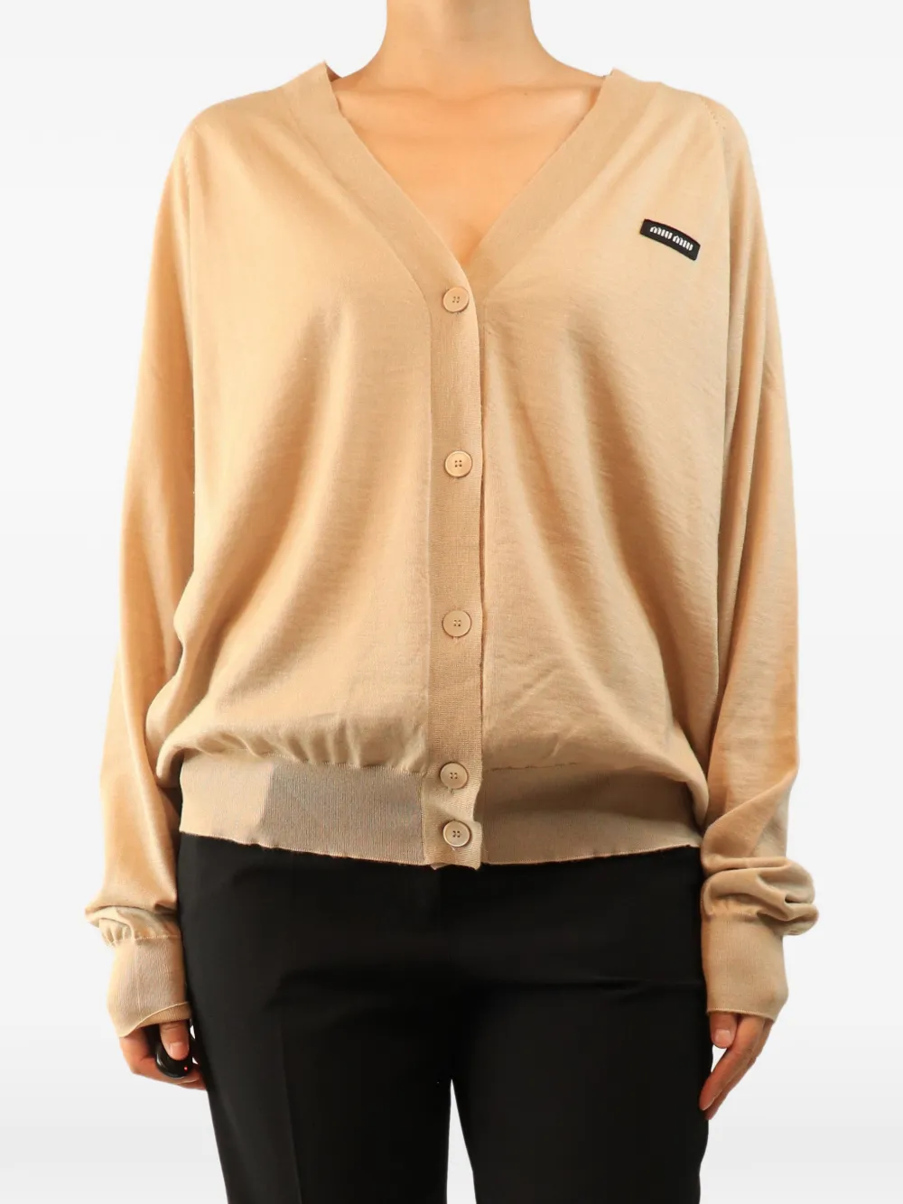 Miu Miu Pre-Owned logo cardigan - Toni neutri