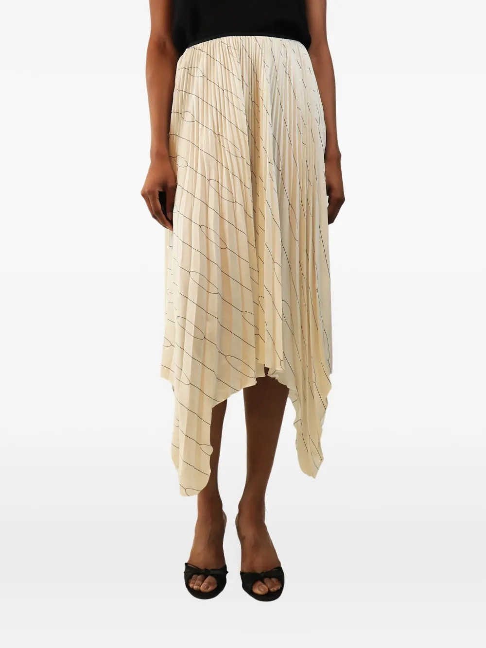 Celine Pre-Owned pleated handkerchief-hem midi skirt - Nude