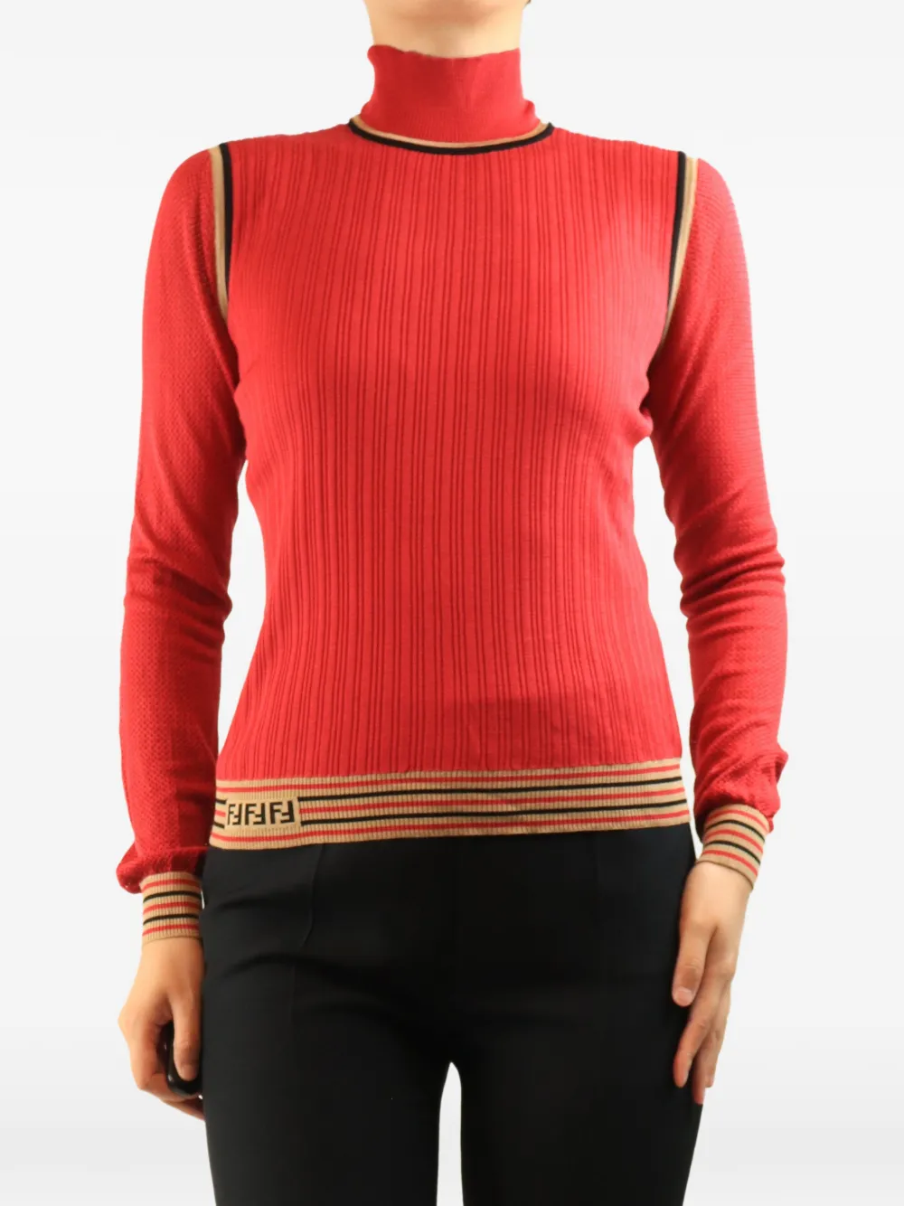 Fendi Pre-Owned FF logo ribbed-knit sweater - Rot