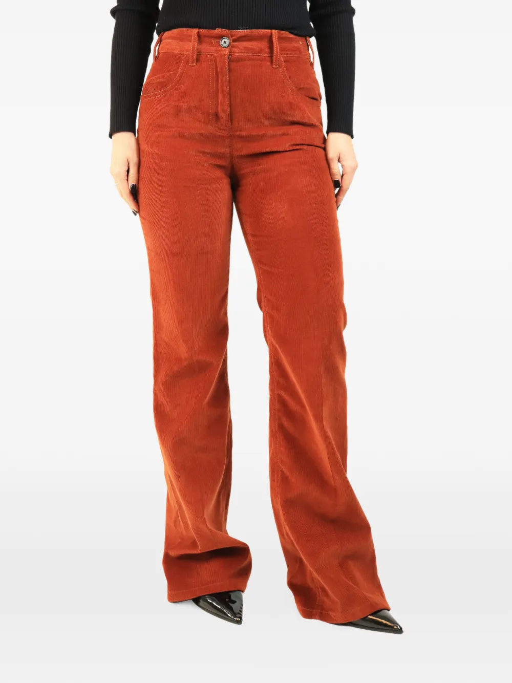 Prada Pre-Owned corduroy wide-leg trousers - Arancione
