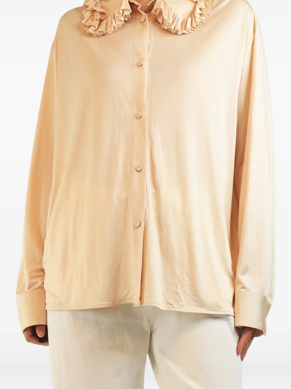 Jil Sander Pre-Owned ruffle-collar shirt - Arancione