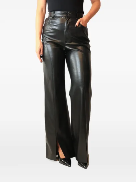 Nanushka pantalones anchos de piel artificial