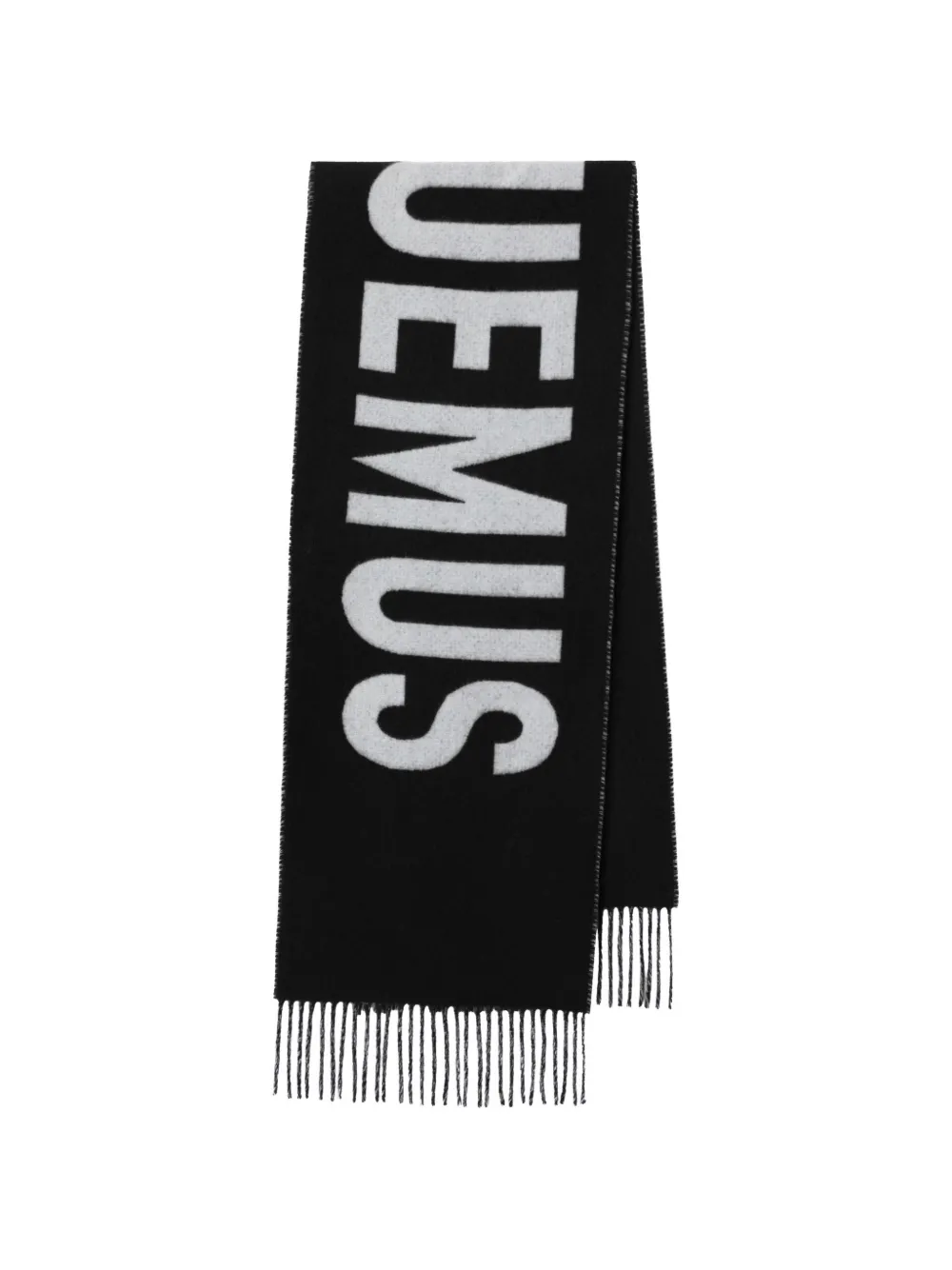 Jacquemus fringe logo scarf Zwart