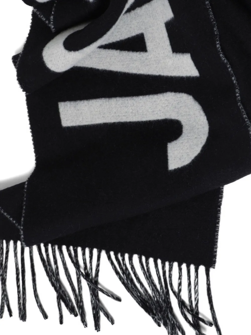 Jacquemus fringe logo scarf Zwart