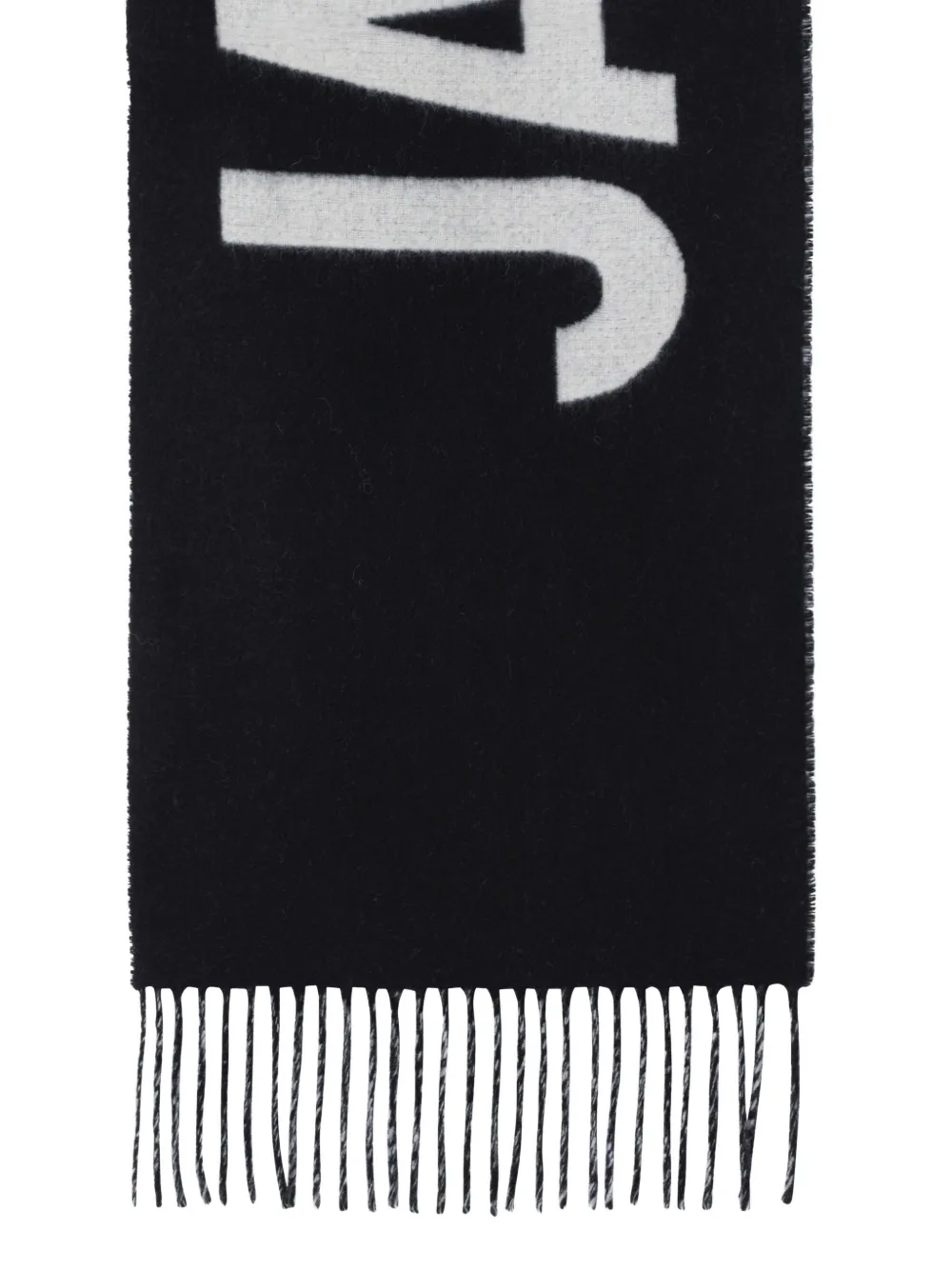 Jacquemus fringe logo scarf Zwart