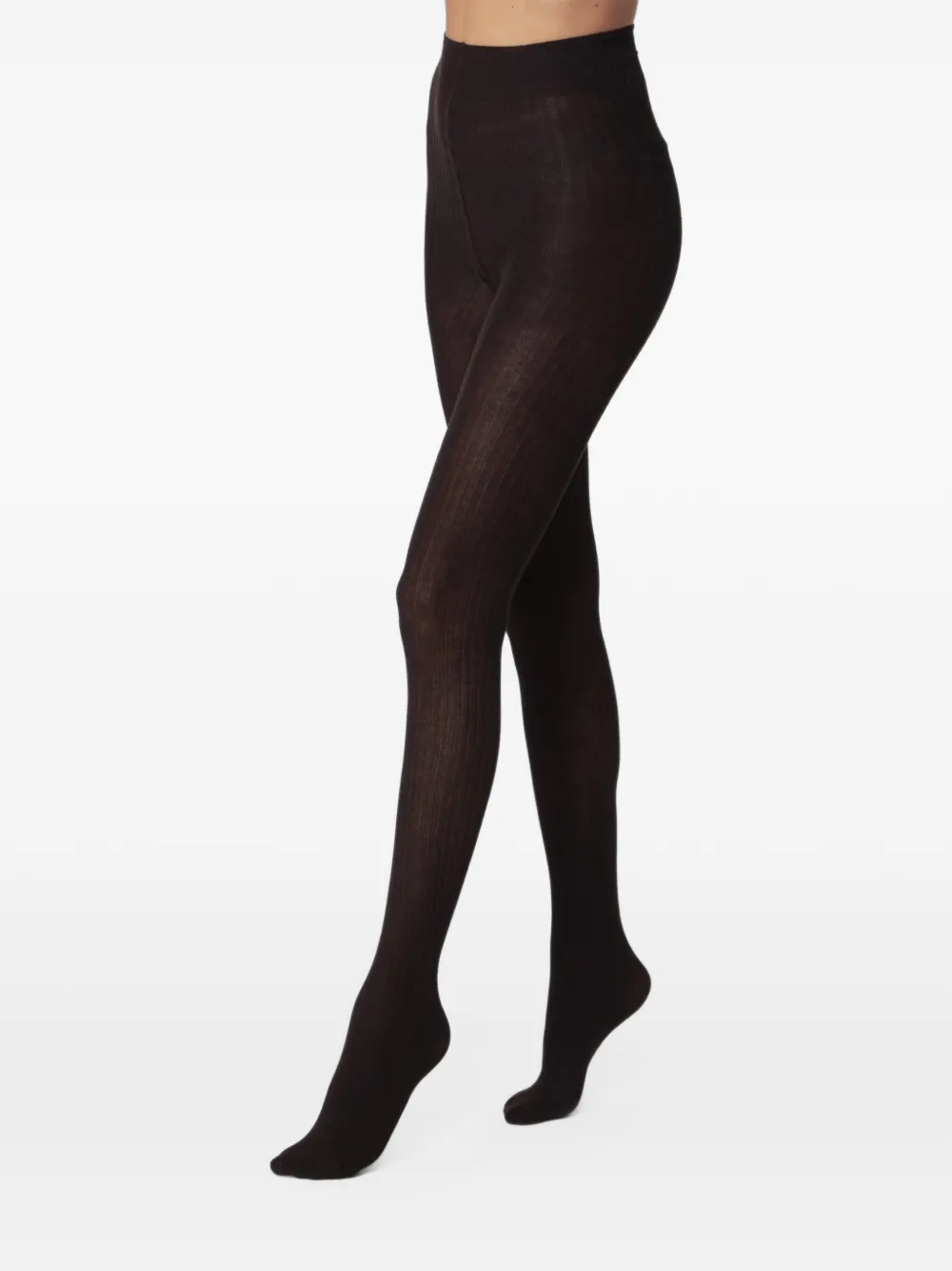 Max Mara Ribbed-knit Tights In Brown