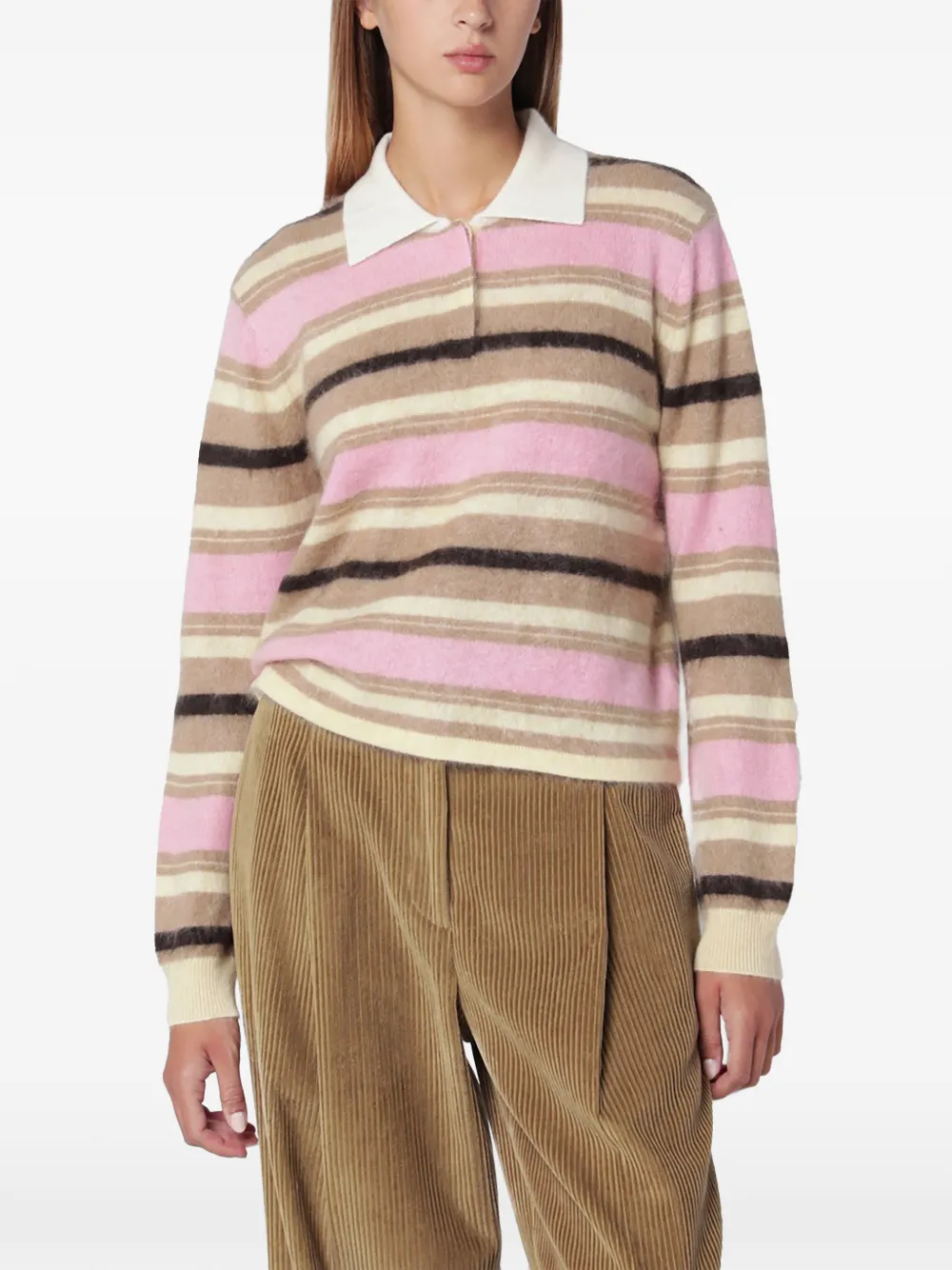 Guest In Residence Grizzly striped polo top - Rosa