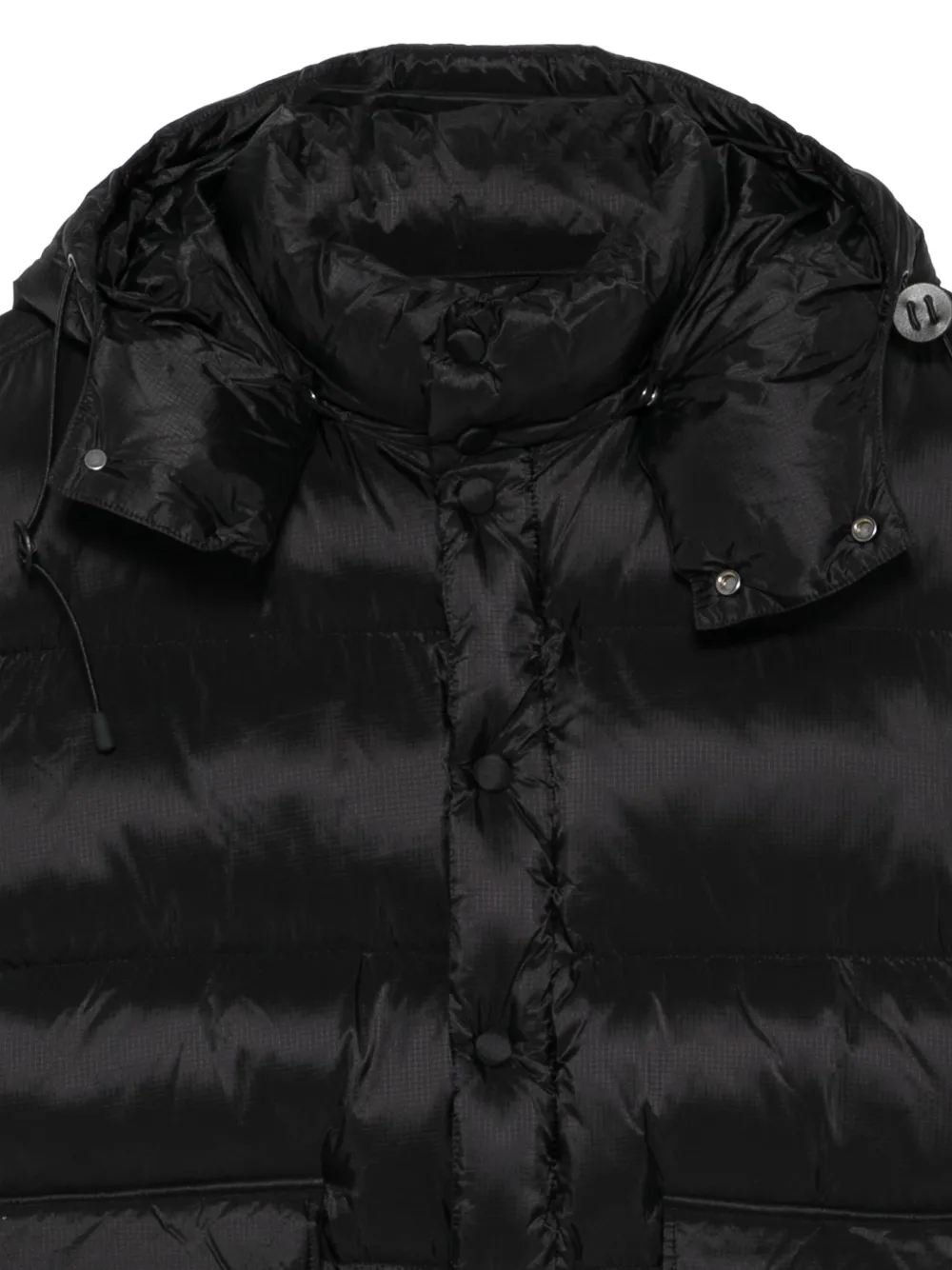 Officine Generale quilted hooded down jacket Zwart
