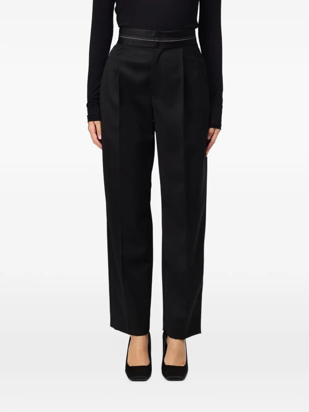 Tela Pleated Tailored Trousers In Black