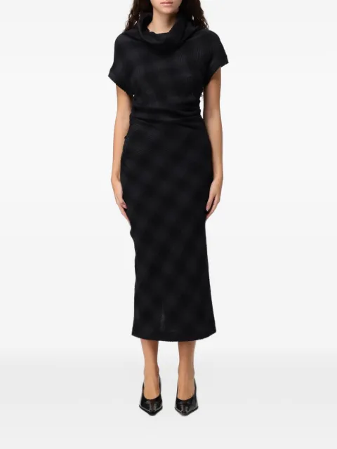 Tela ribbed cowl-neck midi dress