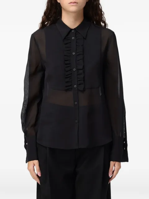 Tela ruffled semi-sheer shirt