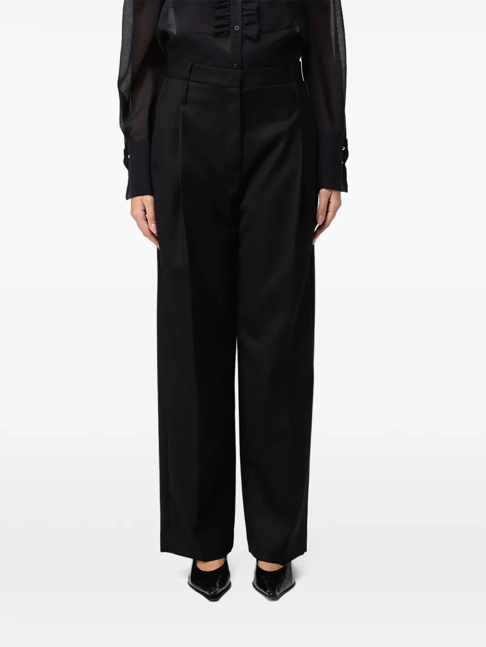 Tela pleat-detail tailored trousers Zwart