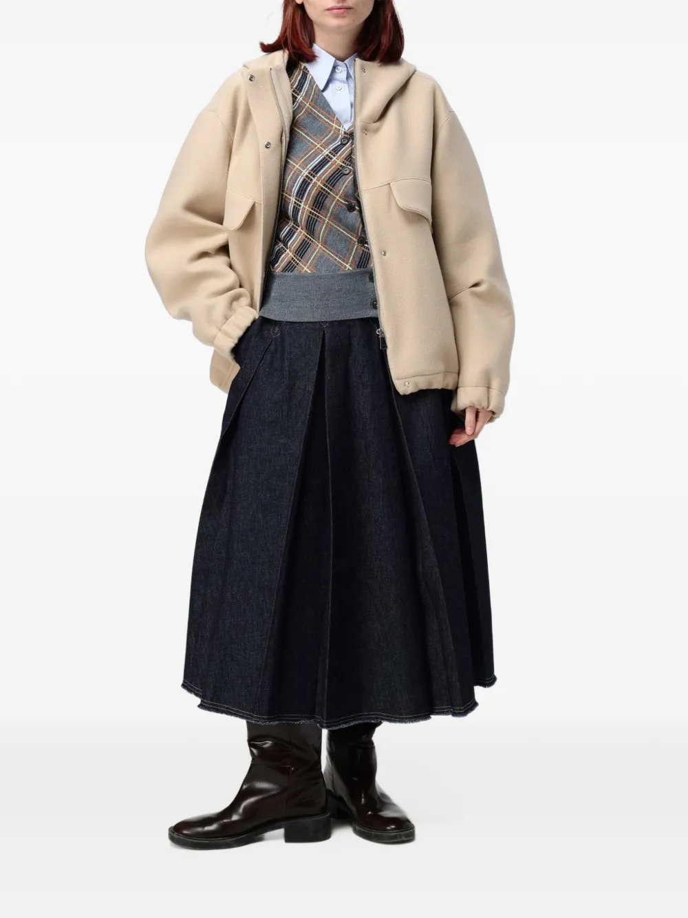 Tela hooded oversized jacket Beige