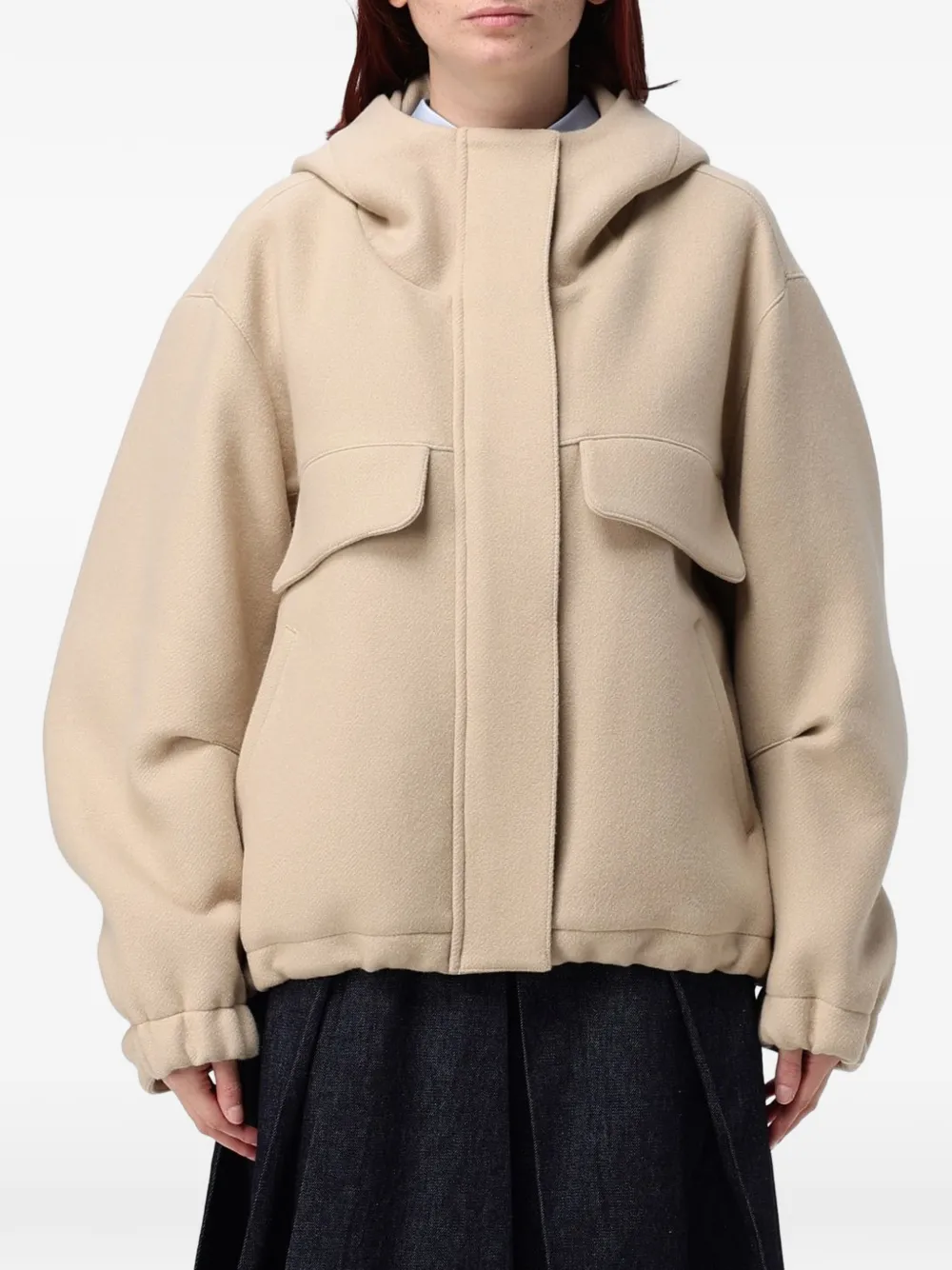 Tela hooded oversized jacket Beige