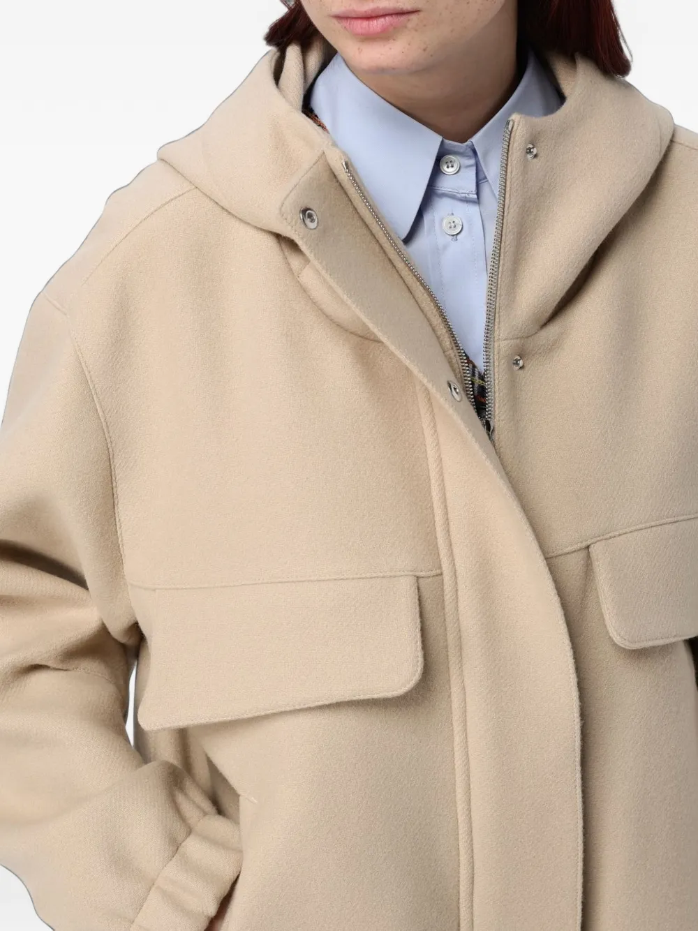 Tela hooded oversized jacket Beige