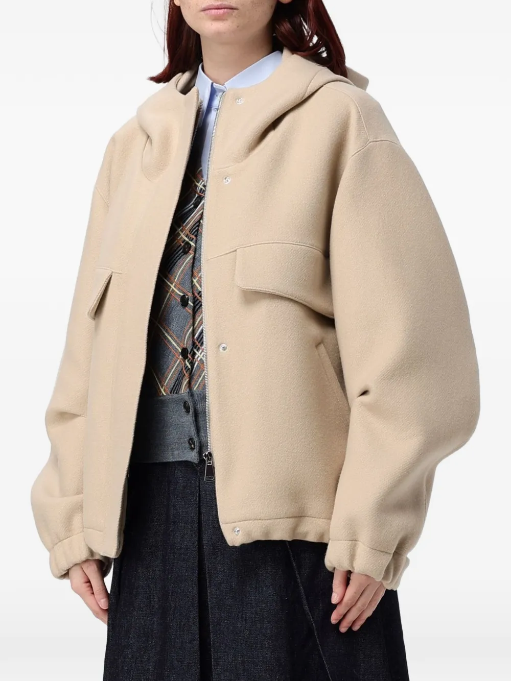 Tela hooded oversized jacket Beige