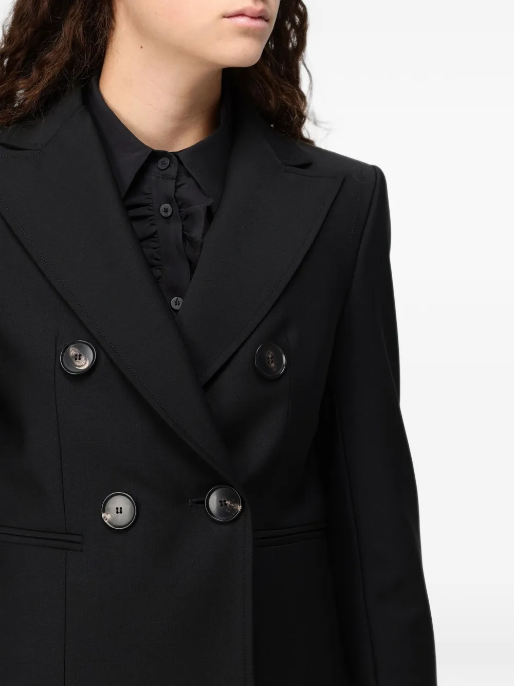 Tela double-breasted wool blazer Zwart