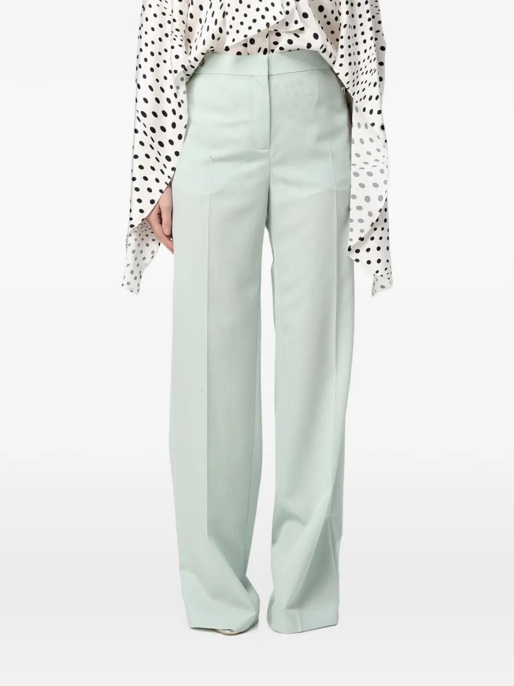 Stella McCartney pressed-crease wide-leg trousers Groen