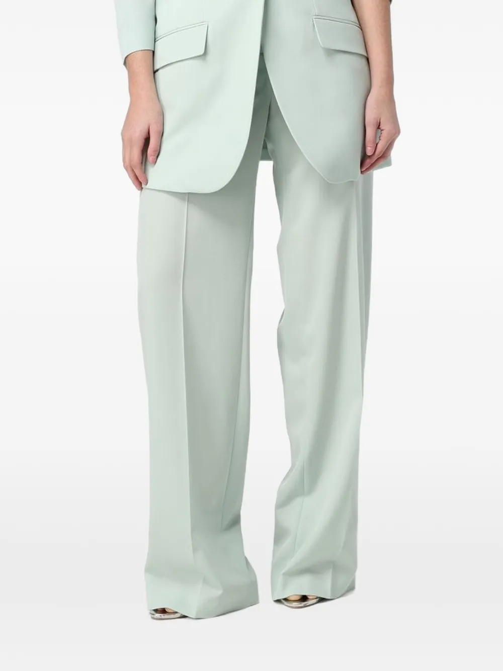Stella McCartney pressed-crease wide-leg trousers - Verde