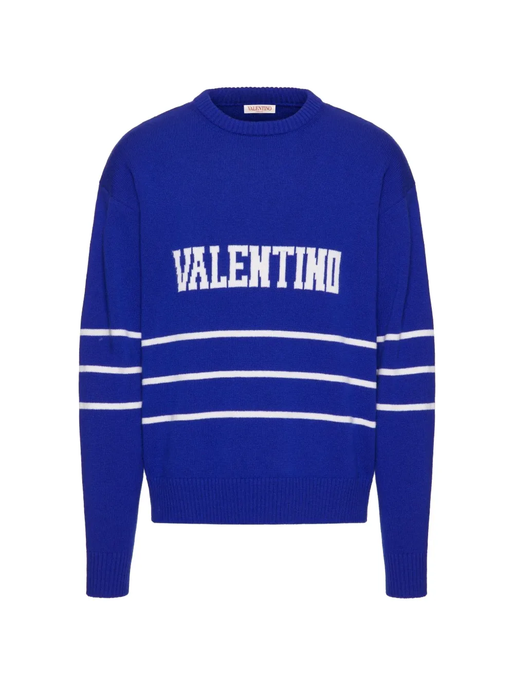 Valentino Garavani logo-intarsia striped sweater - Blu