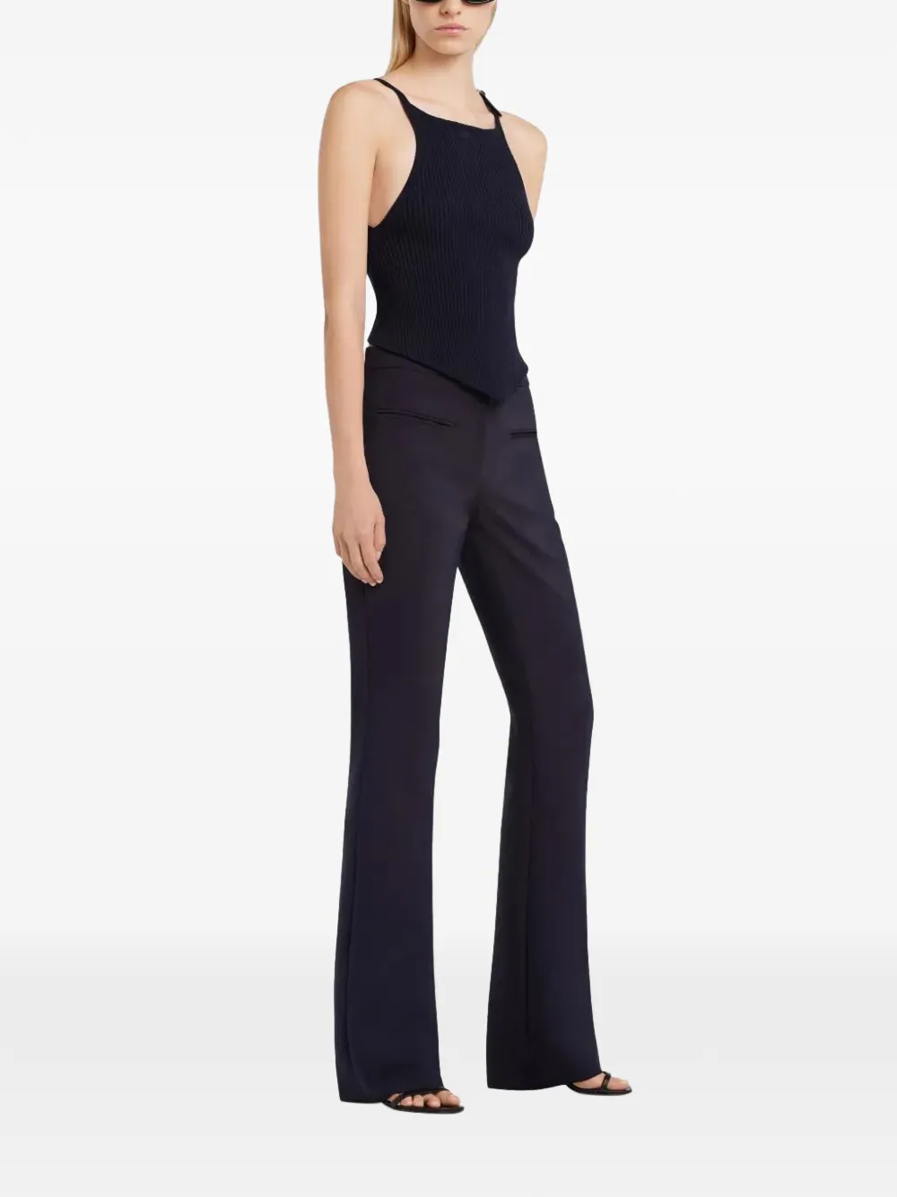 Courrèges buckle-detail rib-knit top Zwart