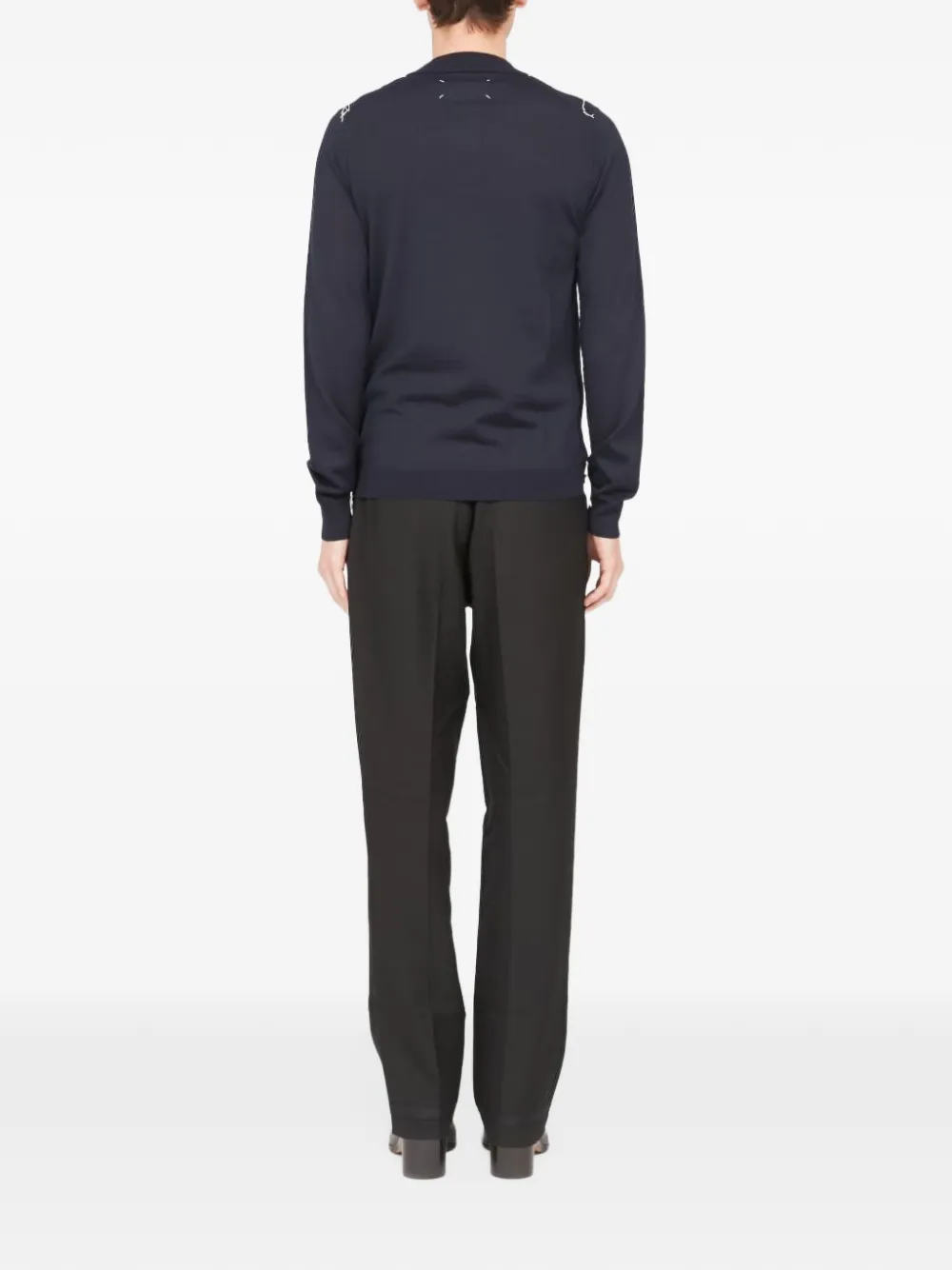 Maison Margiela fine-knit wool sweater Blauw