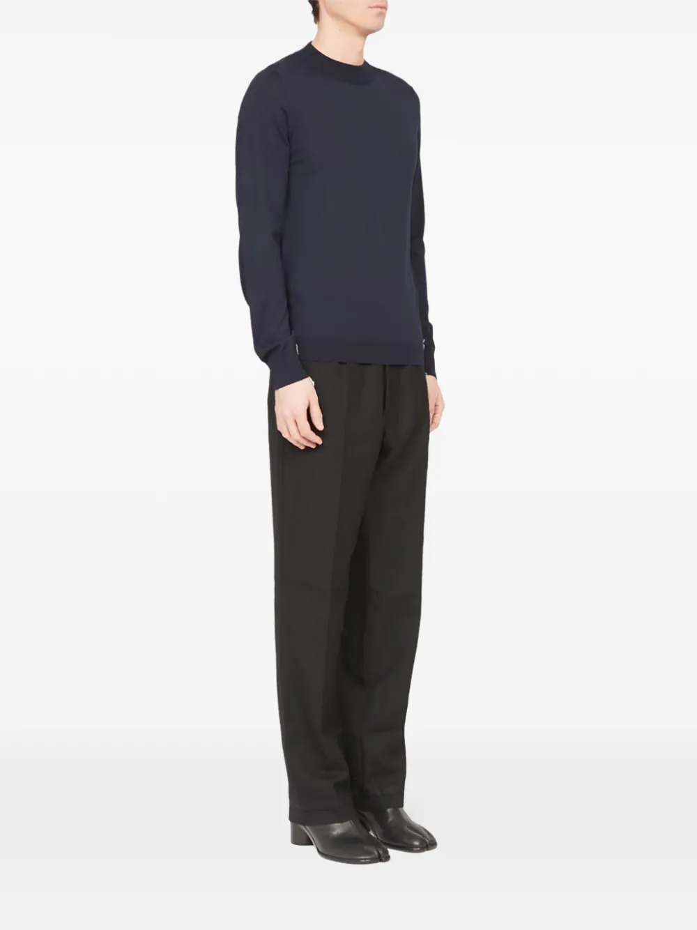 Maison Margiela fine-knit wool sweater Blauw