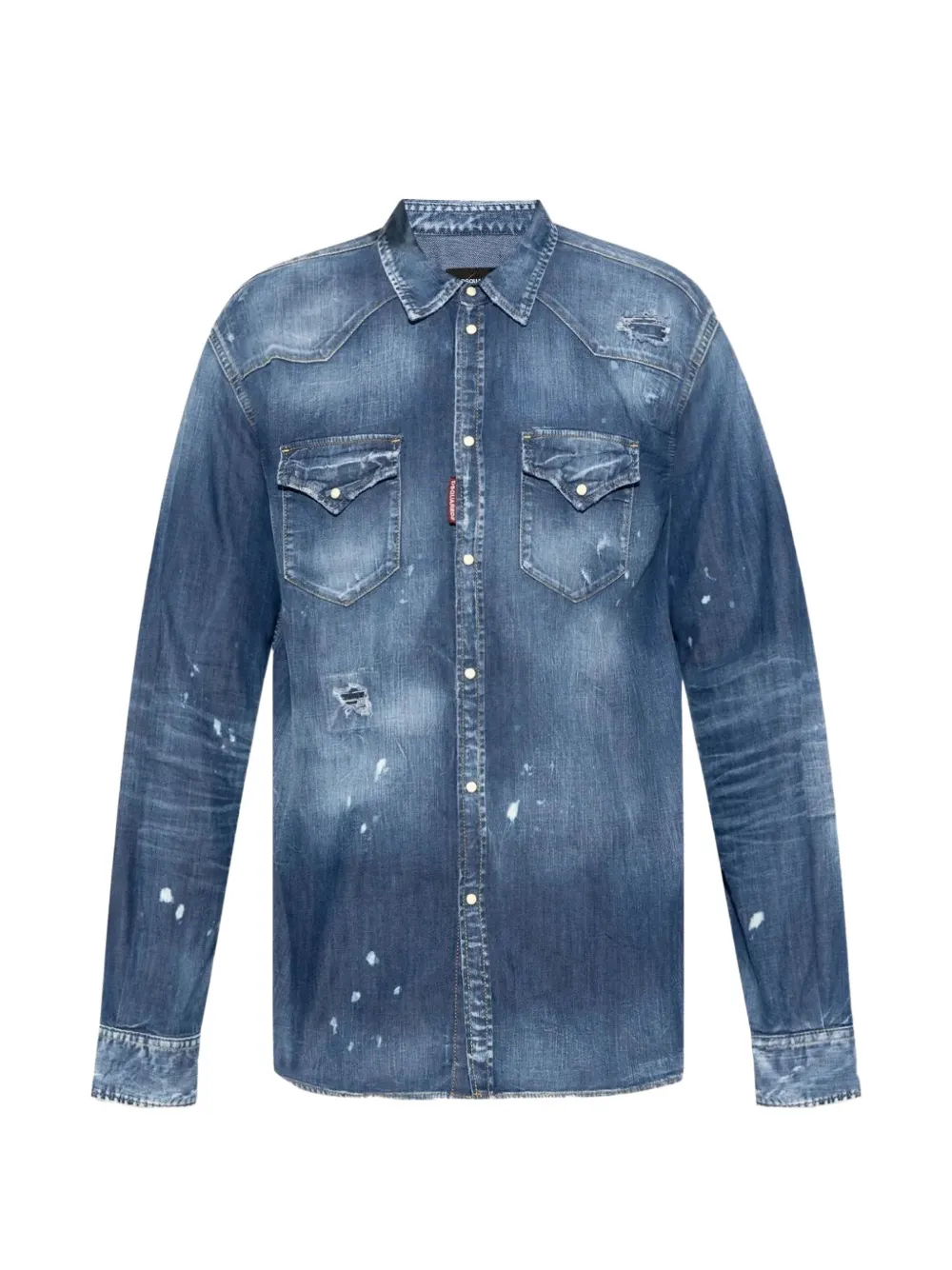 DSQUARED2 distressed paint-splatter shirt - Blu