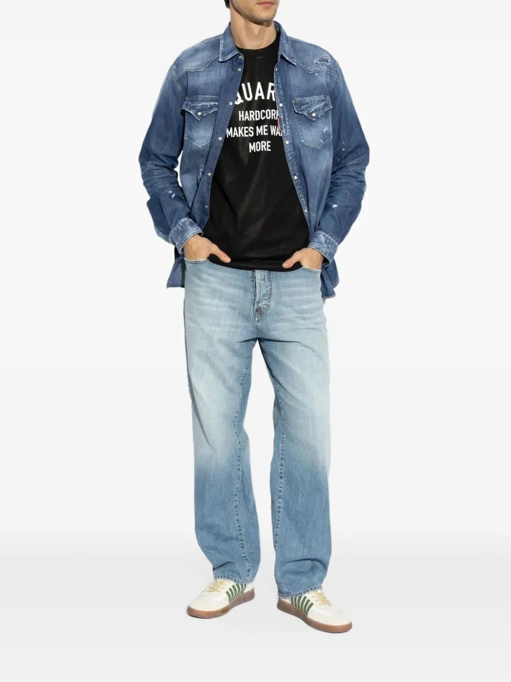 DSQUARED2 distressed paint-splatter shirt Blauw
