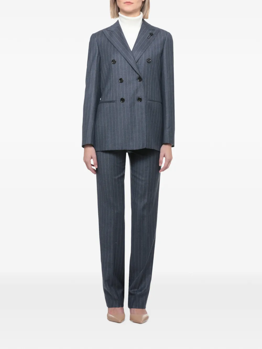 Lardini pinstripe double-breasted blazer Blauw