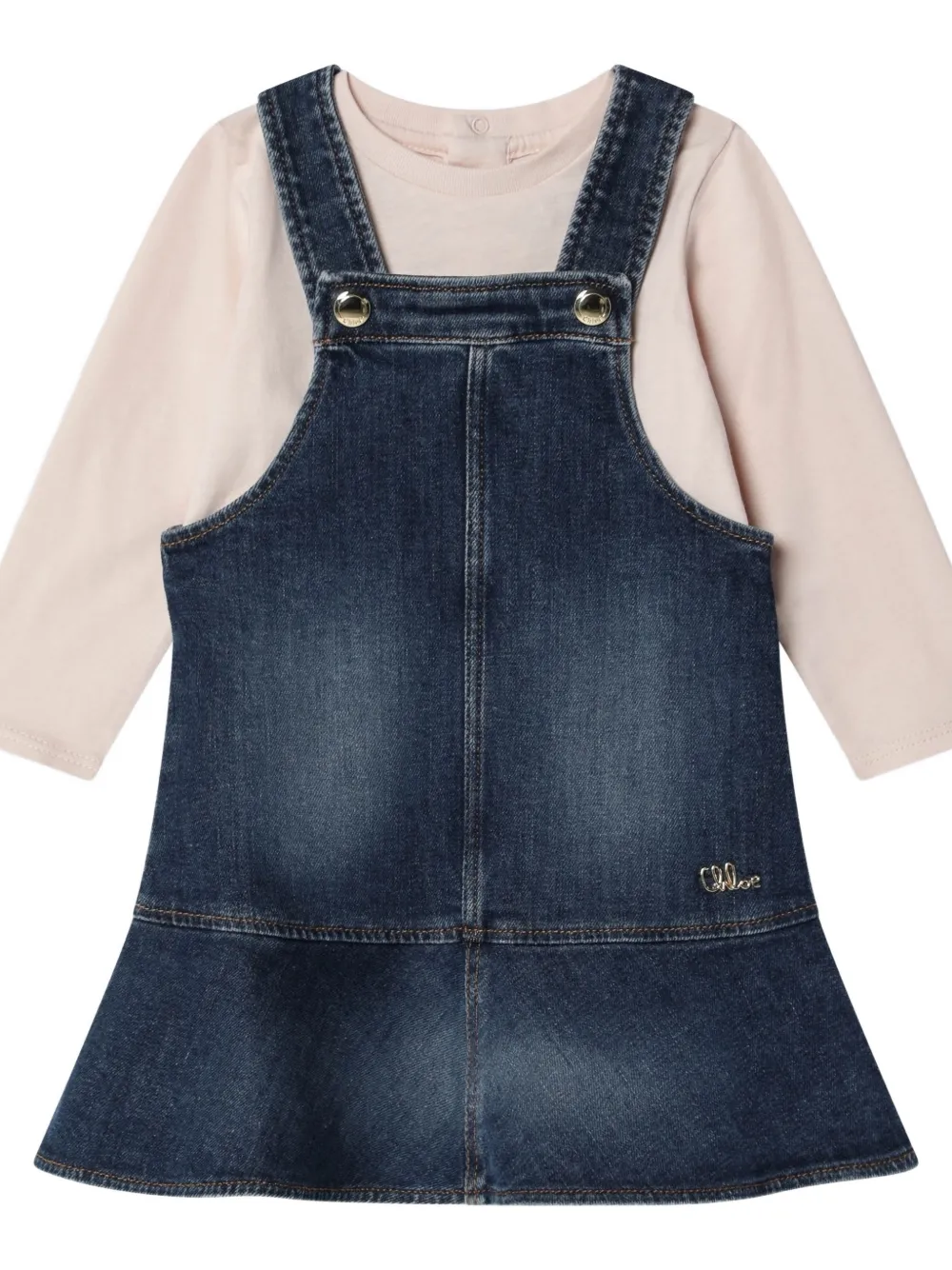 Chloé Kids faded denim T-shirt set (set of two) Blauw