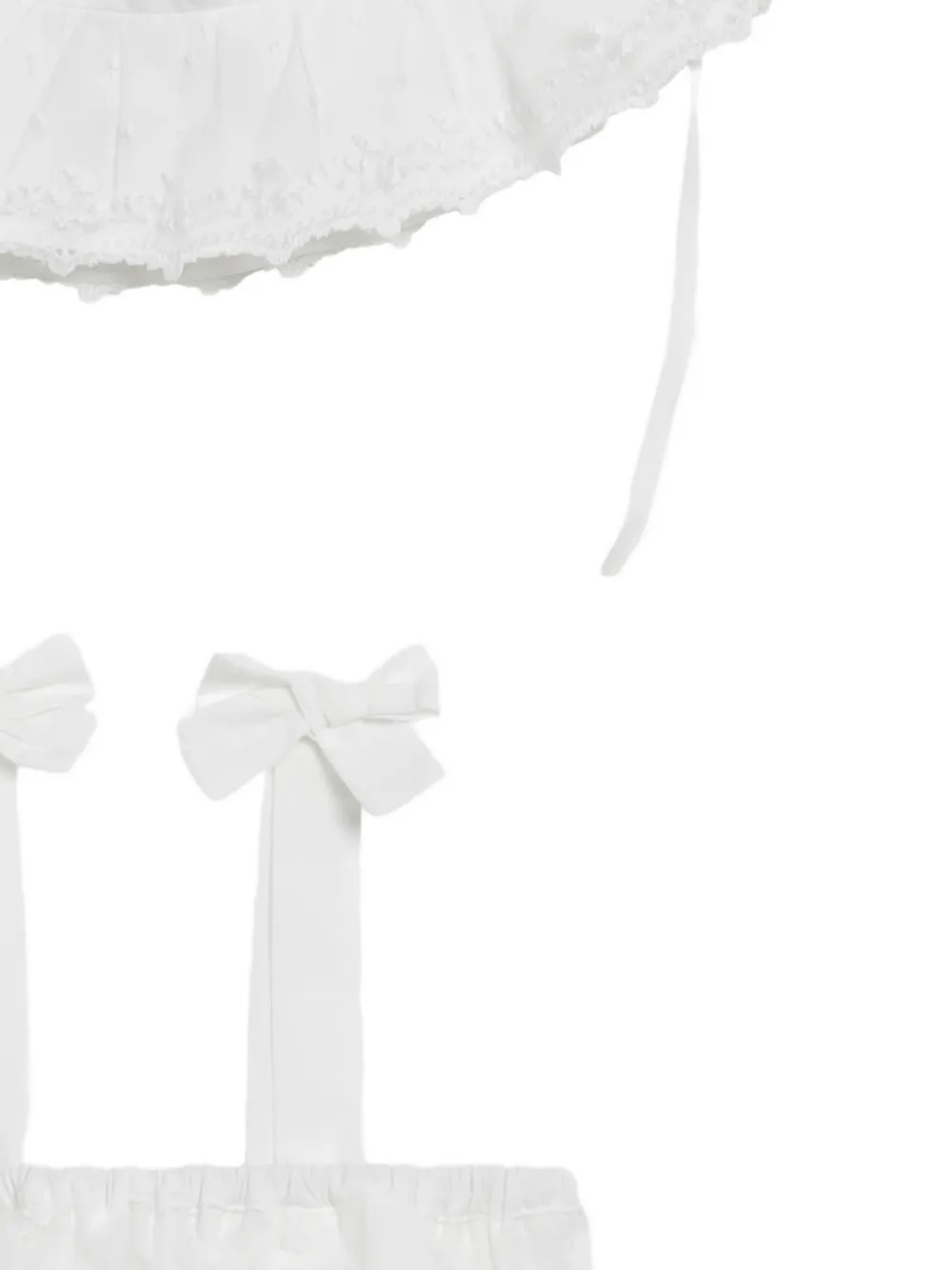 Chloé Kids bow-detail ruffle-trim hat and romper set (set of two) Wit