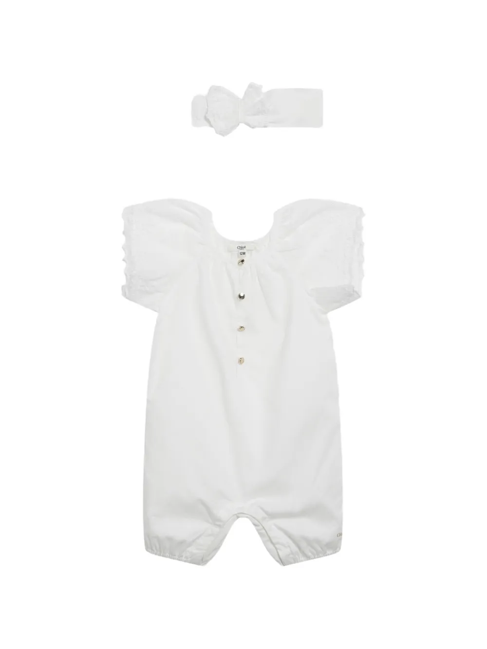 Chloé Kids broderie-anglaise ruffled shorties set Wit