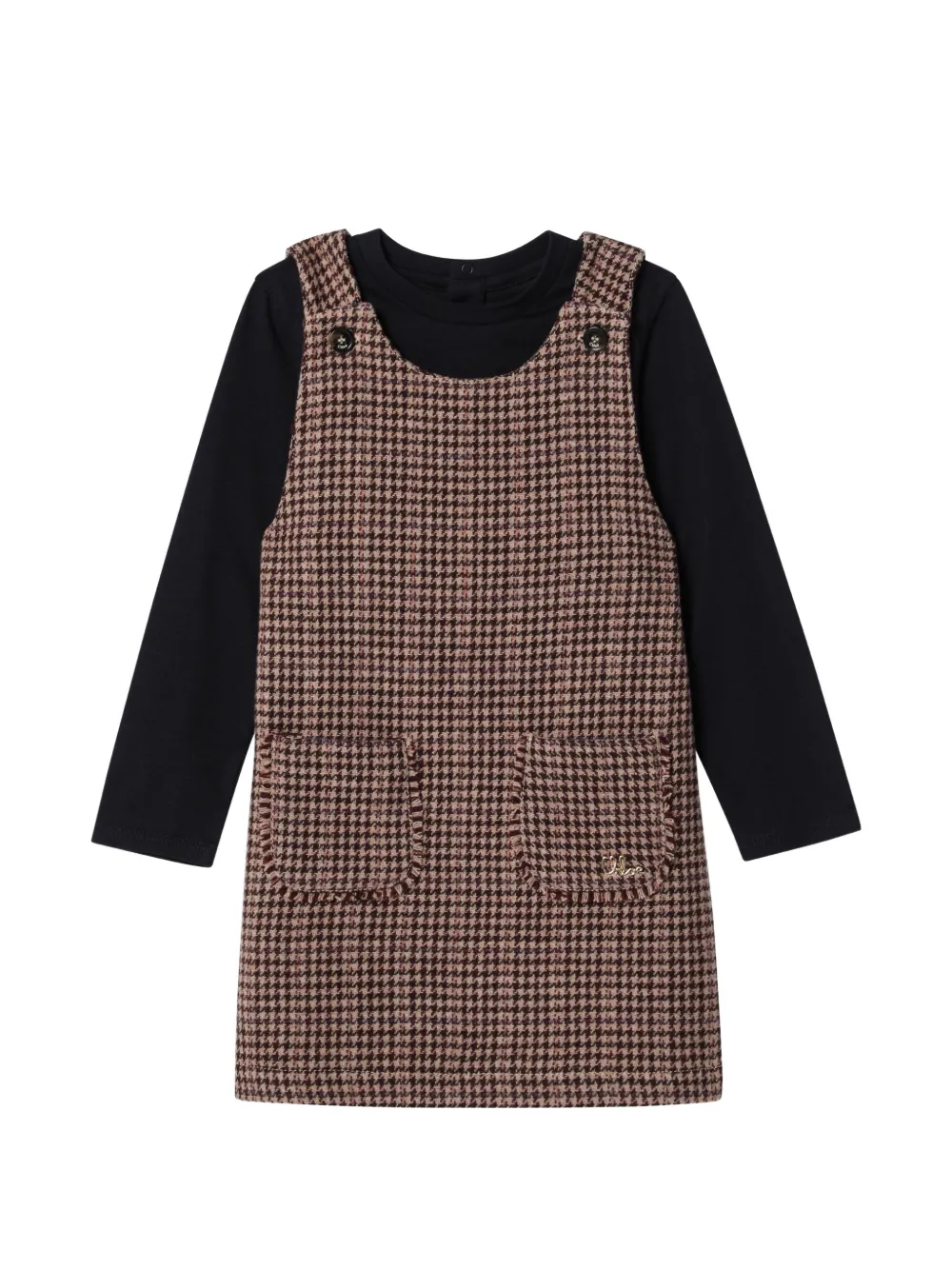 Chloé Kids Kleid mit Hahnentrittmuster (2er-Set) - Braun