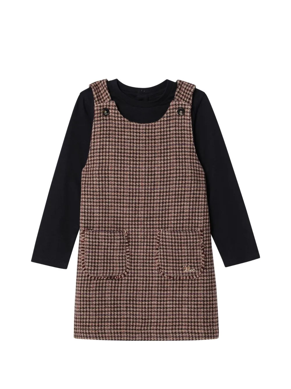 Chloé Kids houndstooth-pattern dress (set of two) Bruin