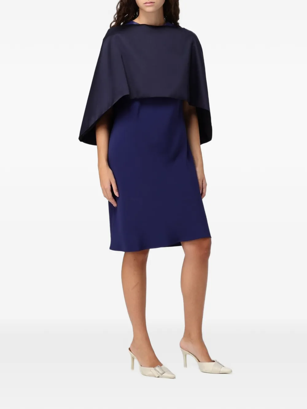 Alberta Ferretti satin-finish cape Blauw