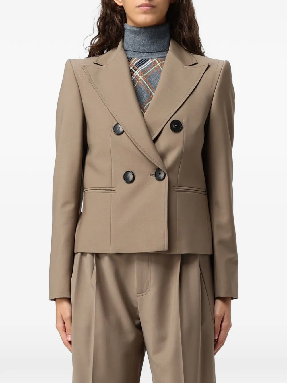 Tela double-breasted wool blazer - Neutrals