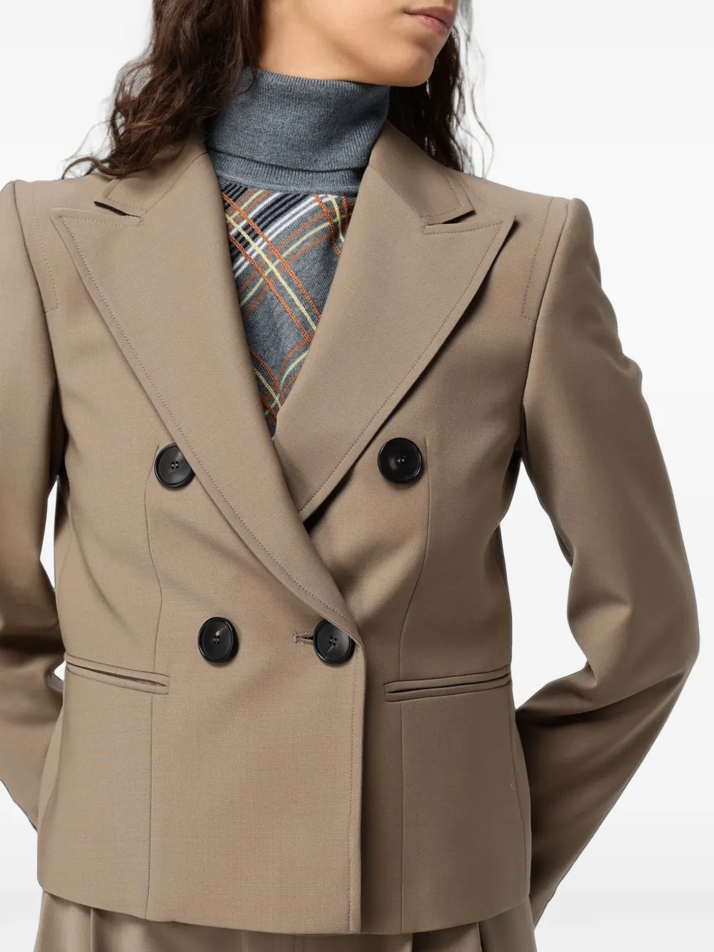 Tela double-breasted wool blazer Beige