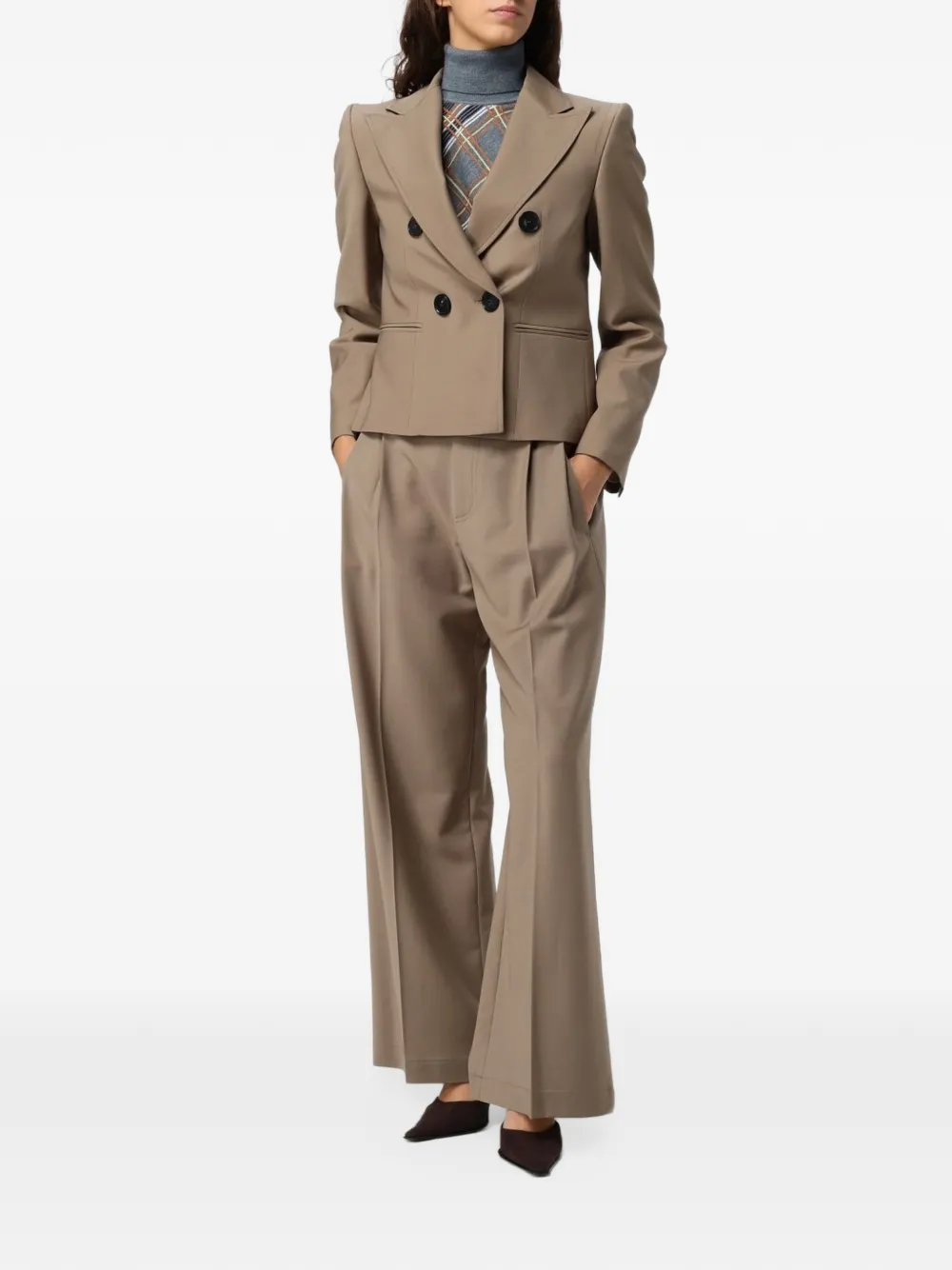 Tela double-breasted wool blazer Beige