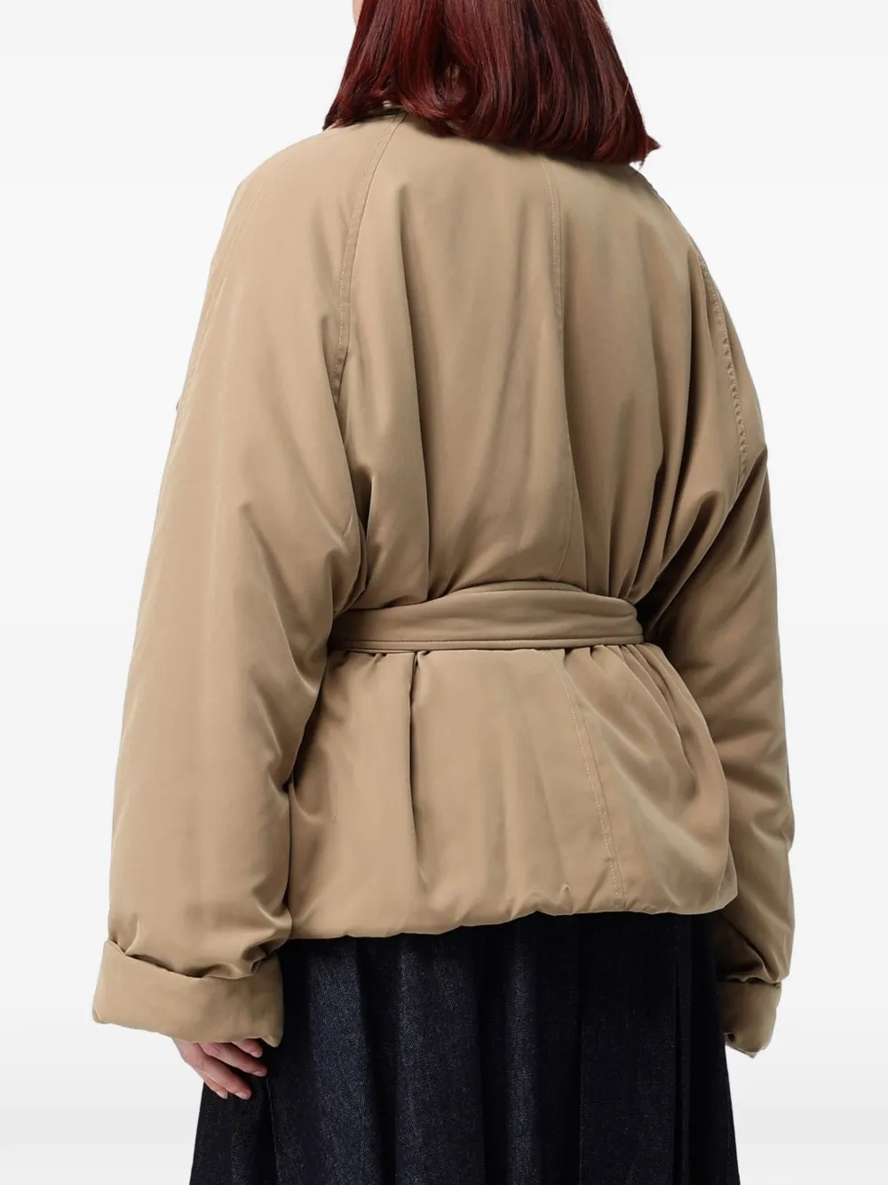 Tela Jack met sjaalkraag en ceintuur Beige