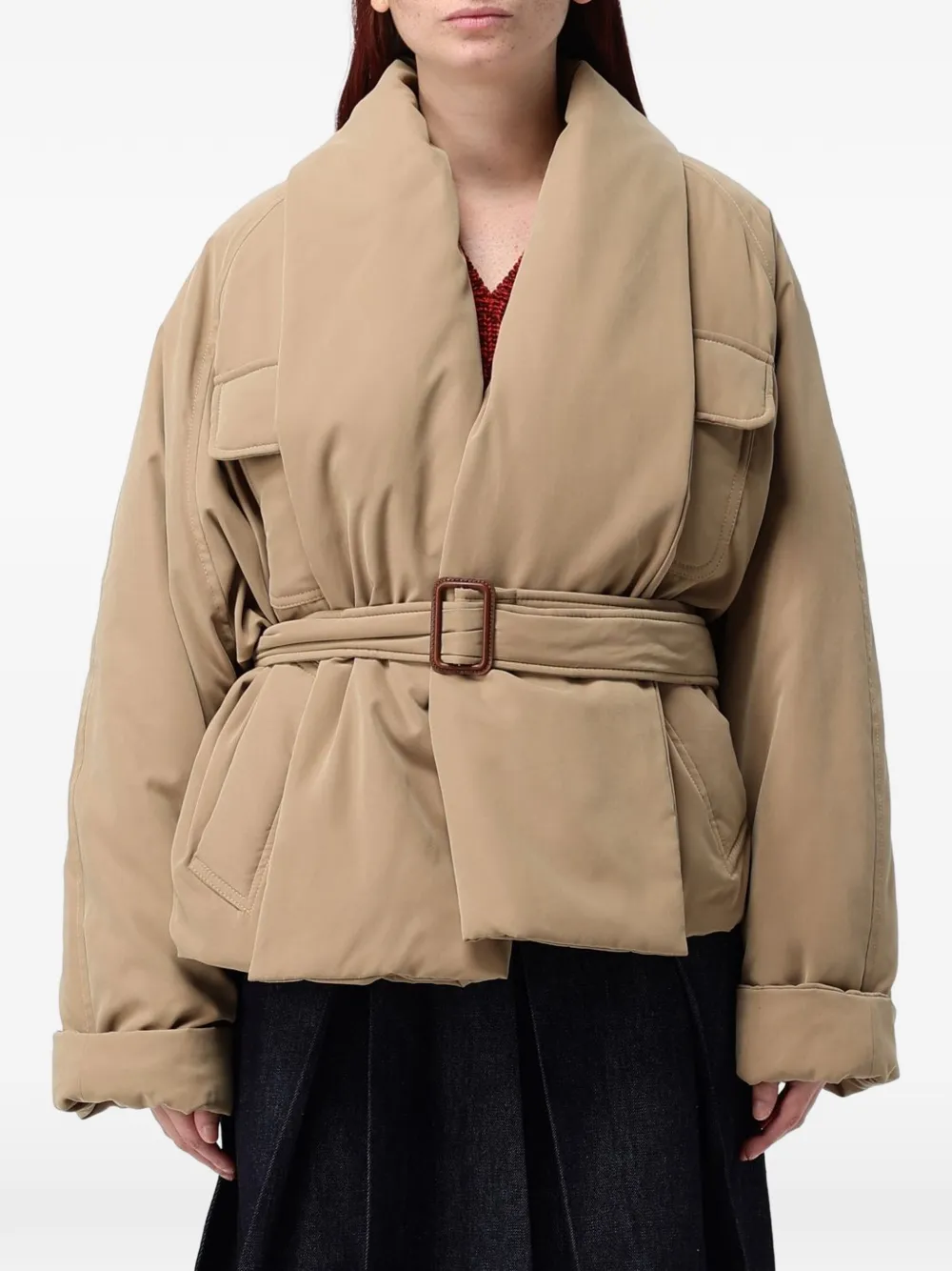 Tela belted shawl-collar jacket - Neutrals