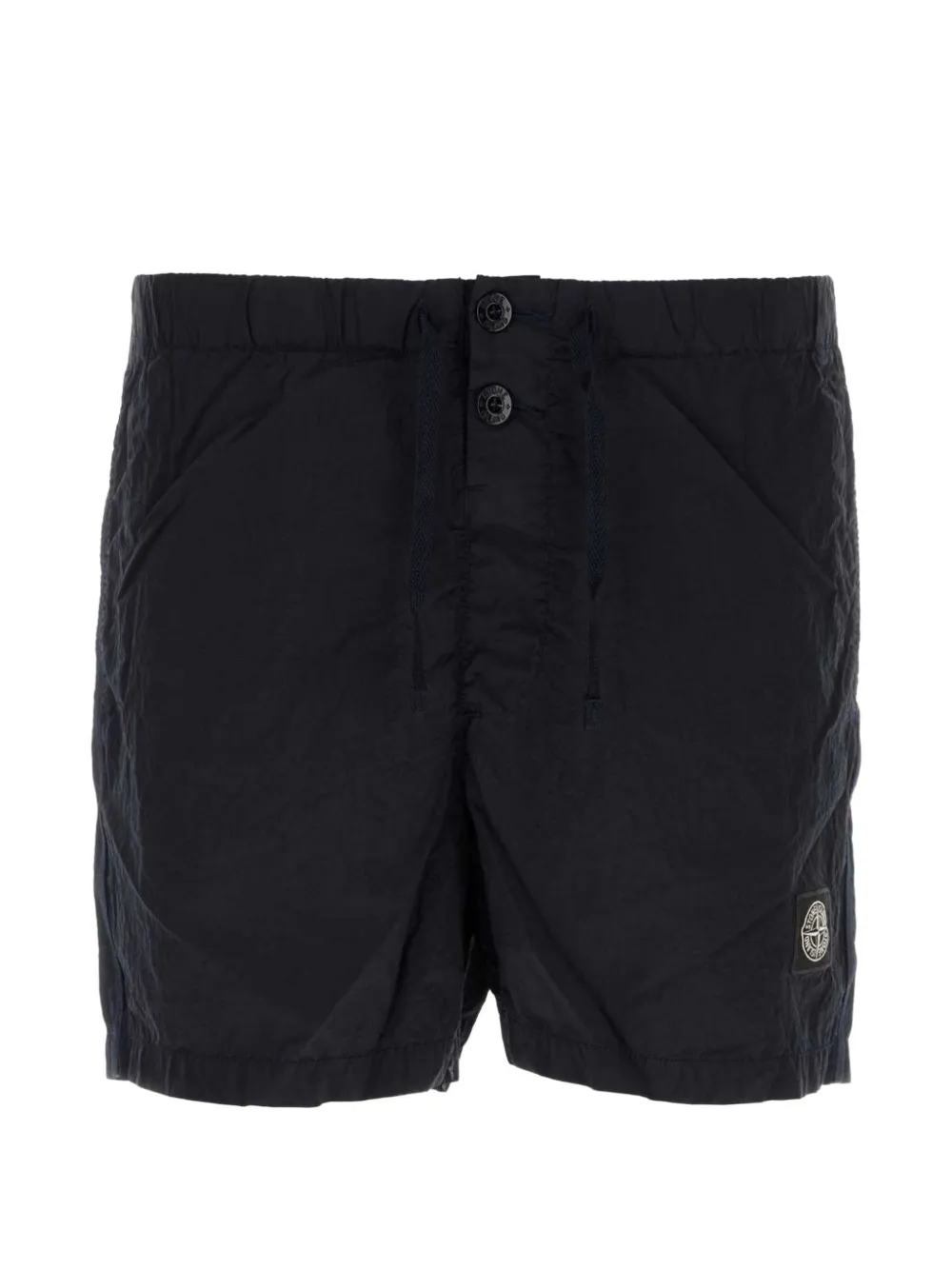 Stone Island logo-patch crinkled shorts Blauw