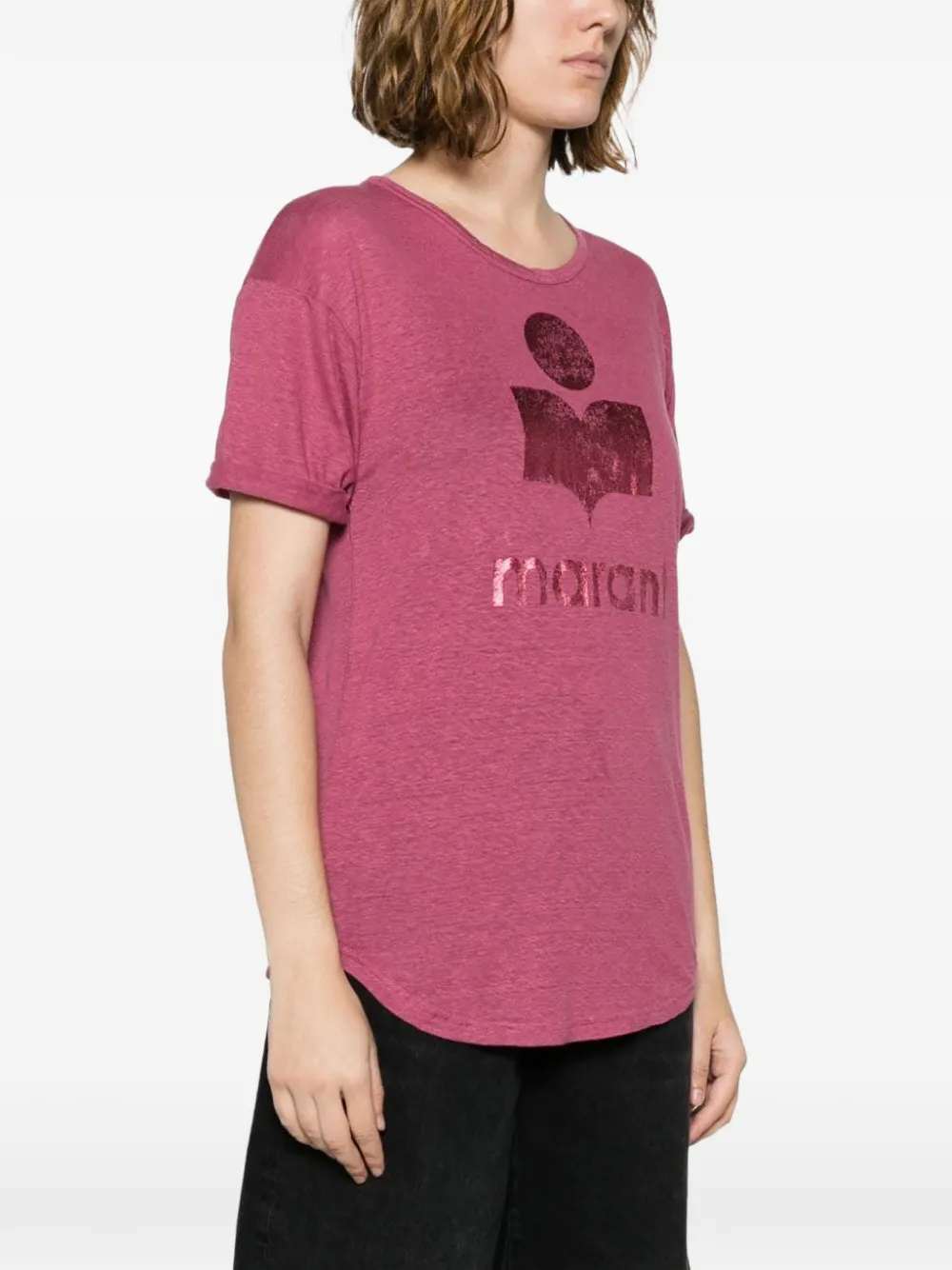 ISABEL MARANT logo-print T-shirt Roze