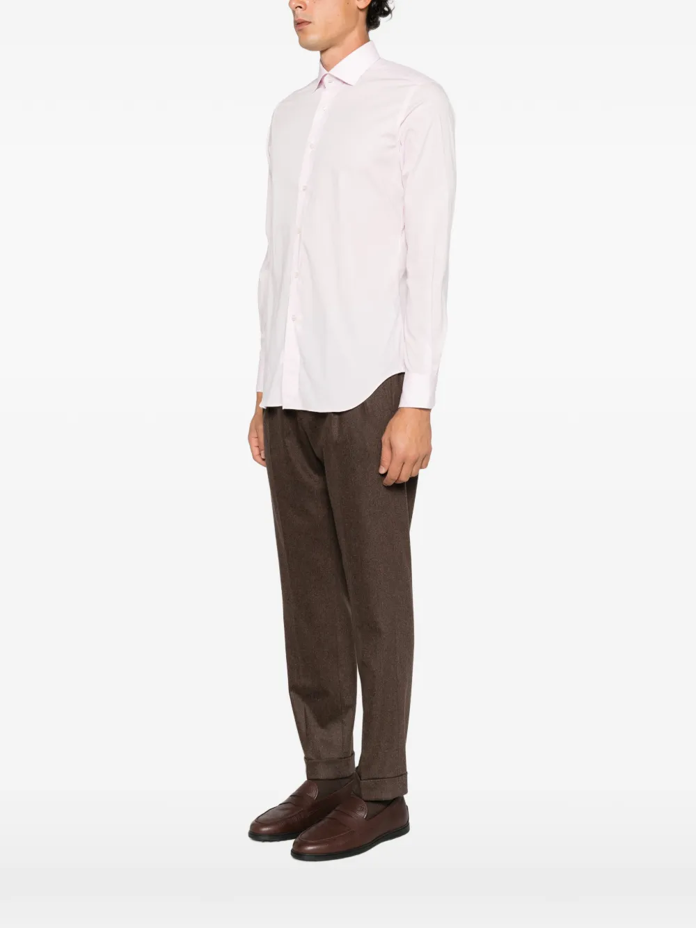 Xacus long-sleeve spread-collar shirt Roze